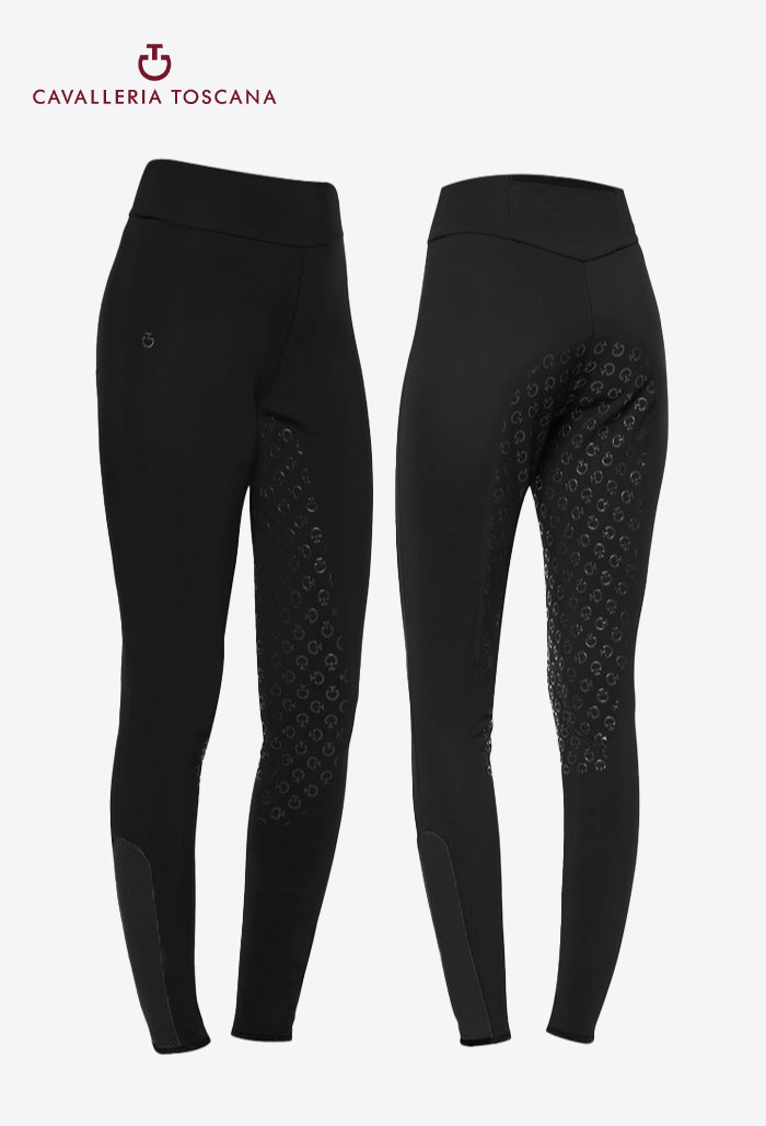 Cavalleria Toscana - Damen Reitleggings Vollbesatz Perforiertes Jersey
