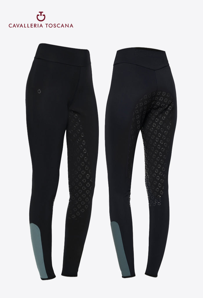 Cavalleria Toscana - Damen Reitleggings Vollbesatz Perforiertes Jersey