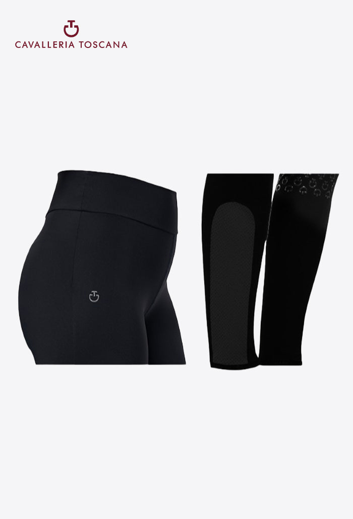 Cavalleria Toscana - Damen Reitleggings Vollbesatz Perforiertes Jersey