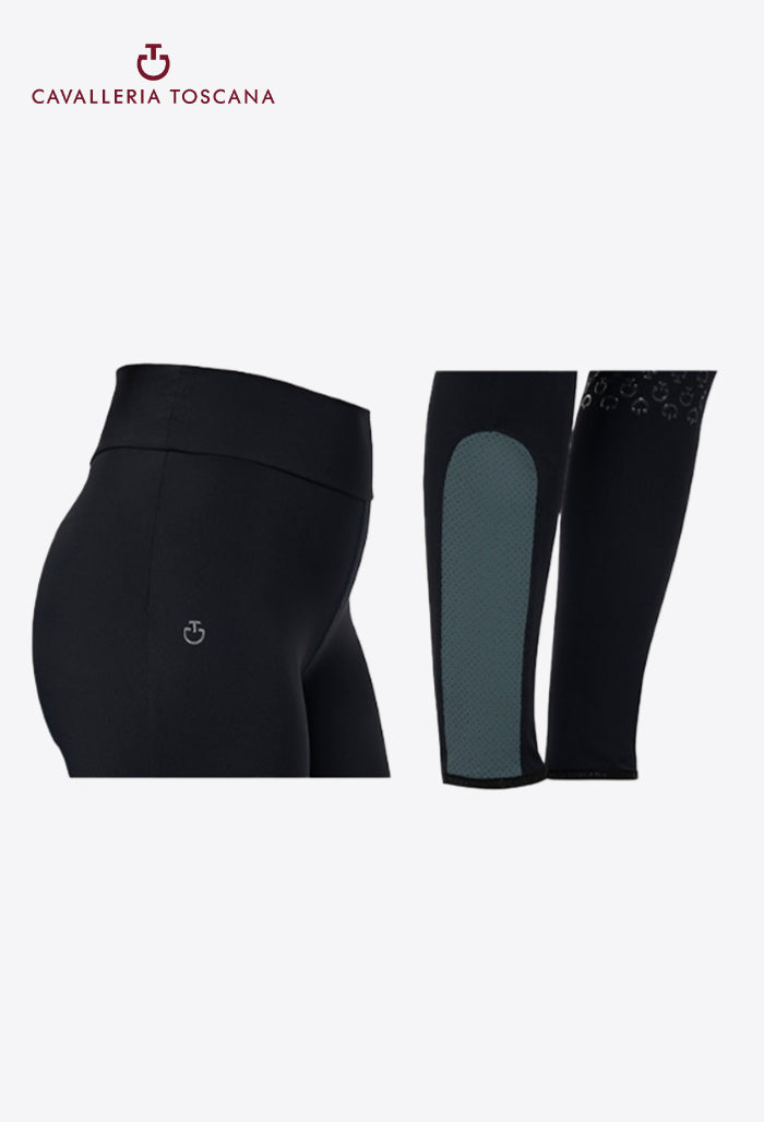 Cavalleria Toscana - Damen Reitleggings Vollbesatz Perforiertes Jersey