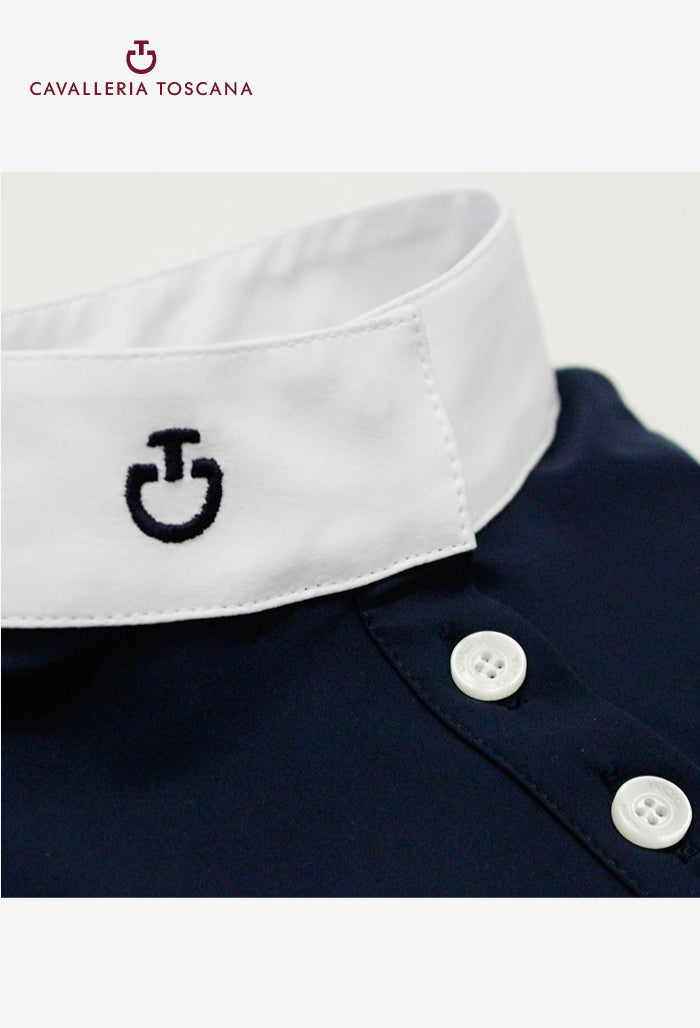 Cavalleria Toscana - Children's Competition Polo Shirt Jersey W/Perforated Print L/S