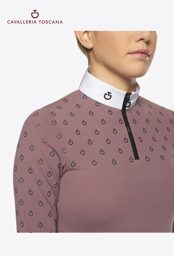 Cavalleria Toscana - Children's Competition Shirt Mini CT Print L/S Brushed Jersey Zip