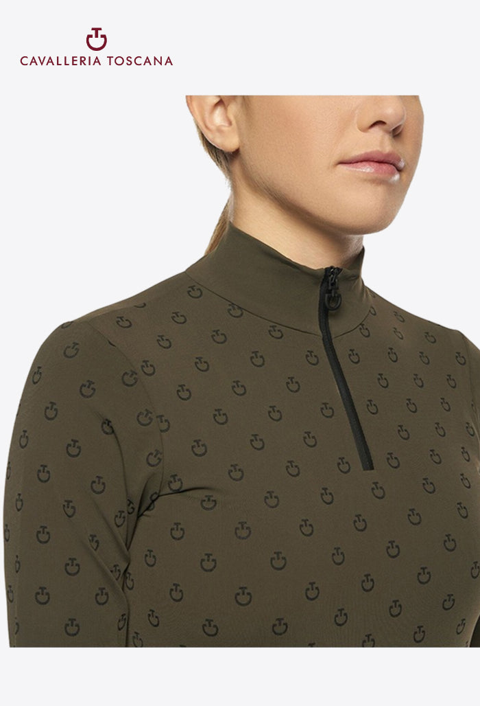 Cavalleria Toscana - Kinder Reitshirt CT Print Langarm Brushed Jersey