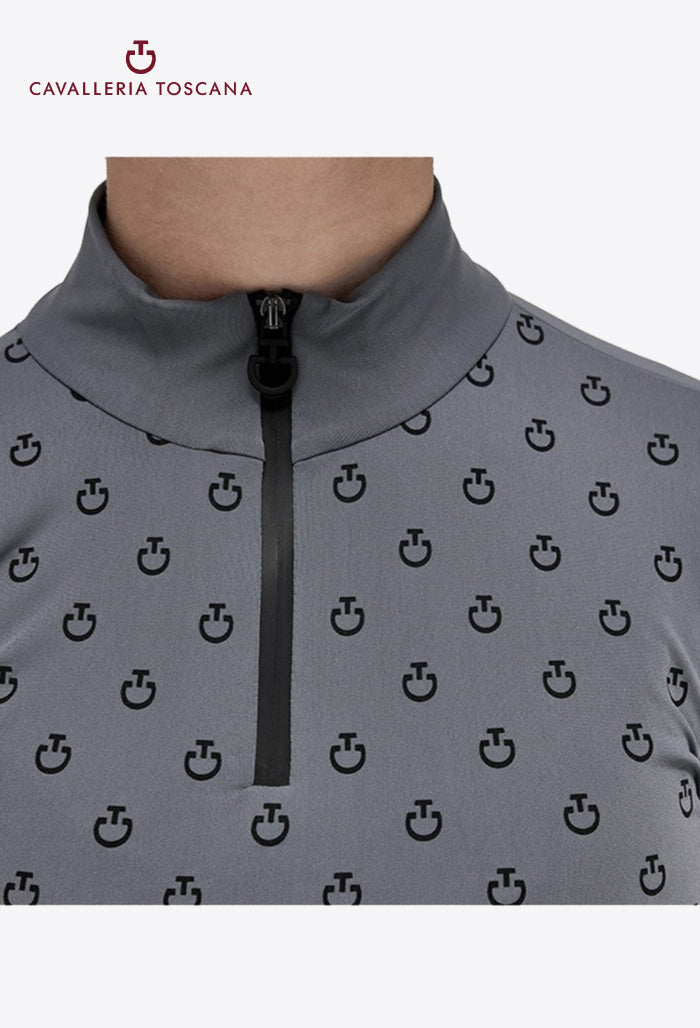 Cavalleria Toscana - Kinder Reitshirt CT Print Langarm Brushed Jersey