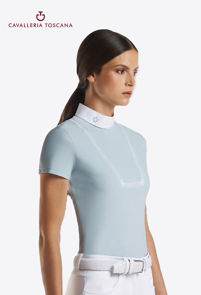Cavalleria Toscana - Damen Turniershirt - Gerippter Brustlatz