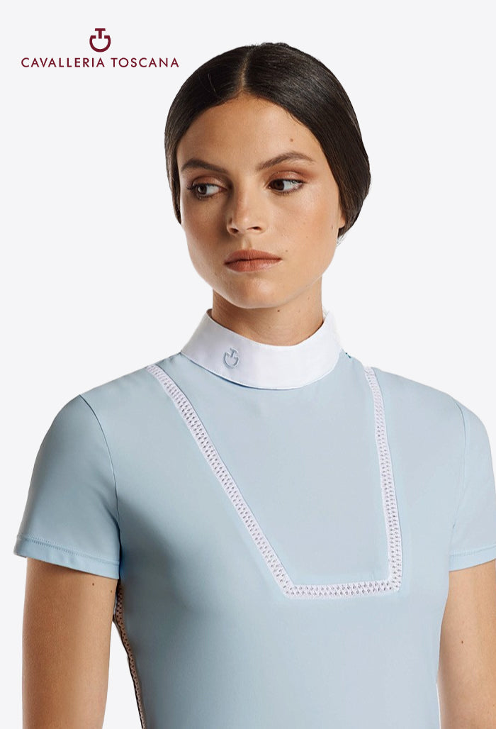 Cavalleria Toscana - Damen Turniershirt - Gerippter Brustlatz