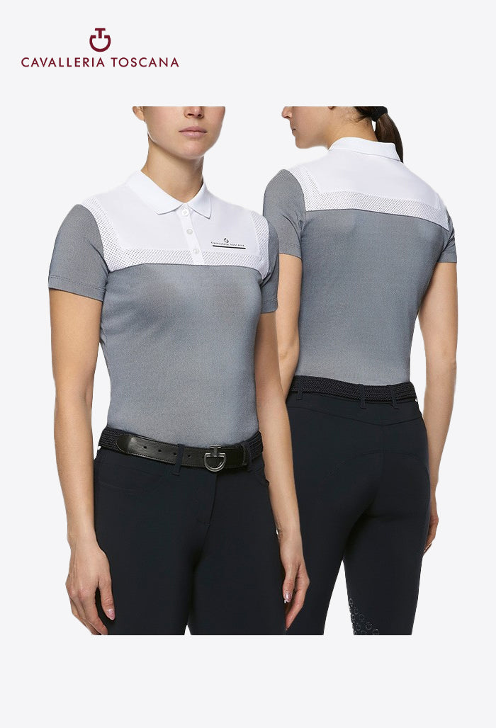 Cavalleria Toscana – Damen Tech Piquet Poloshirt mit perforierten Einsätzen