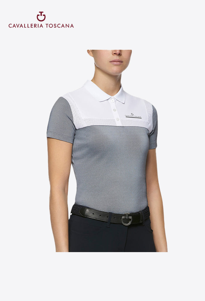 Cavalleria Toscana – Damen Tech Piquet Poloshirt mit perforierten Einsätzen