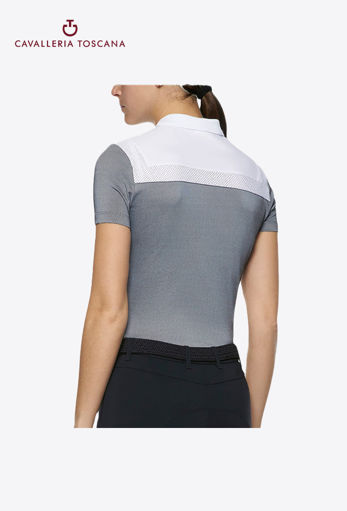 Cavalleria Toscana – Damen Tech Piquet Poloshirt mit perforierten Einsätzen