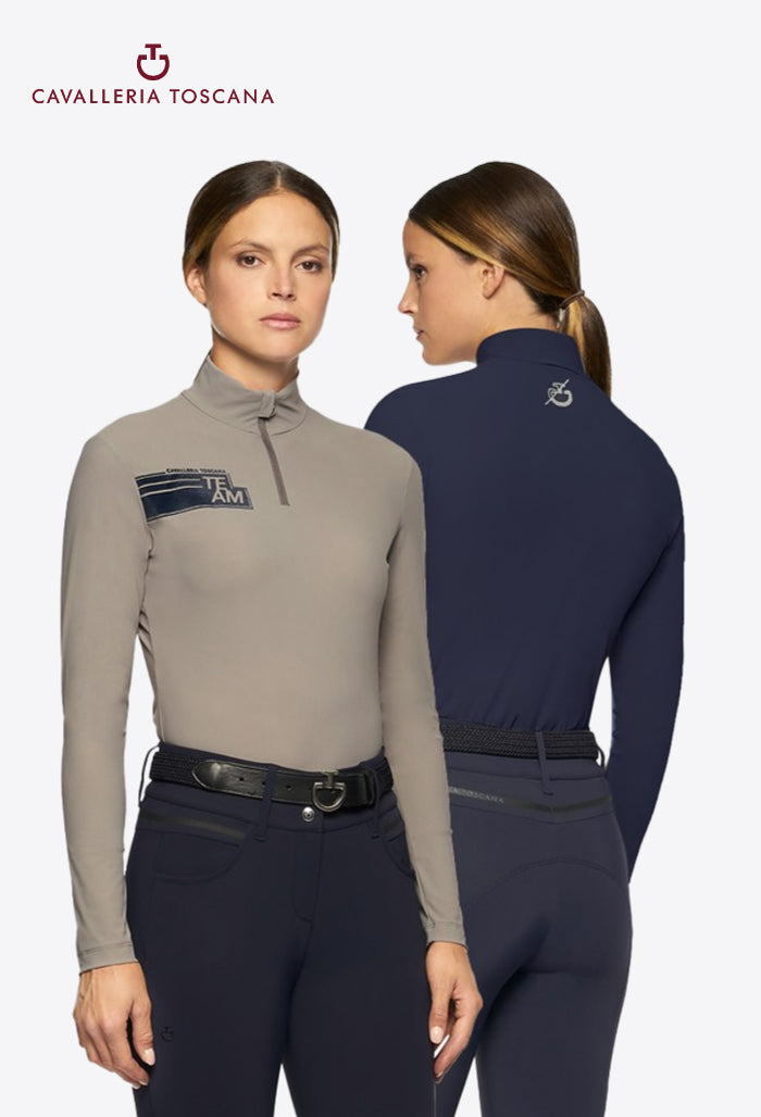 Cavalleria Toscana - Damen Reitshirt CT Team Daytona Langarm Zip Mock Turtleneck