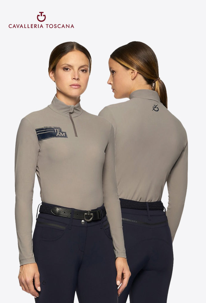 Cavalleria Toscana - Damen Reitshirt CT Team Daytona Langarm Zip Mock Turtleneck