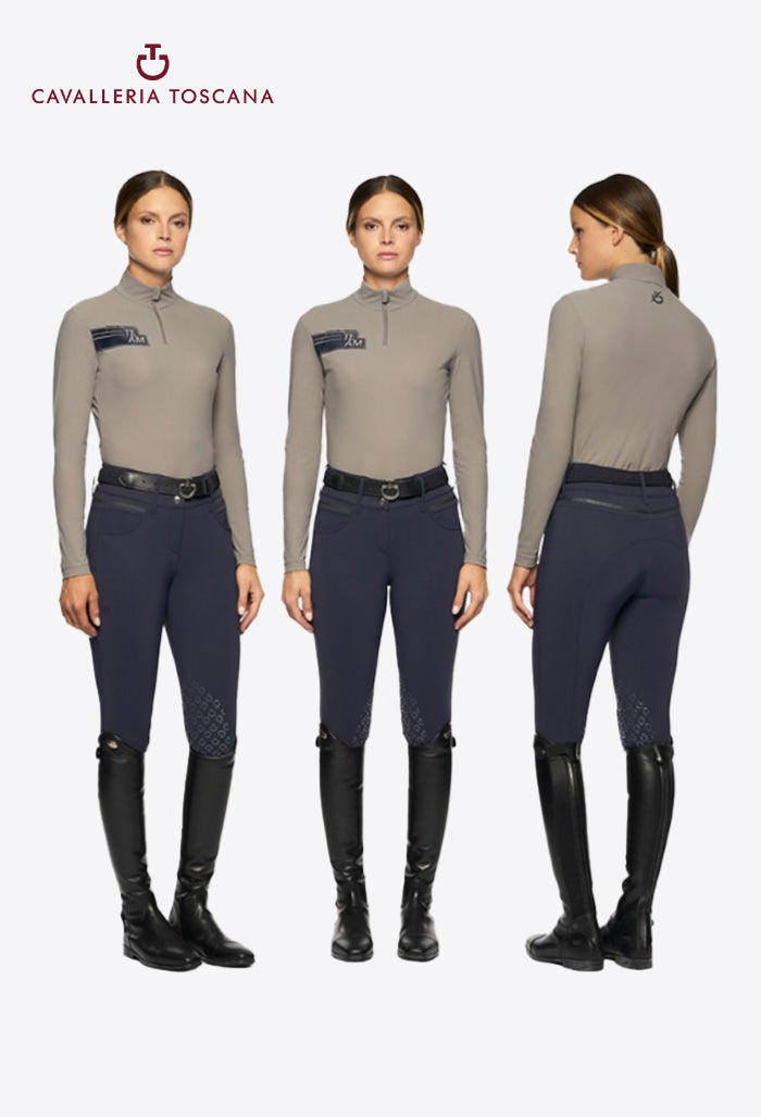 Cavalleria Toscana - Damen Reitshirt CT Team Daytona Langarm Zip Mock Turtleneck