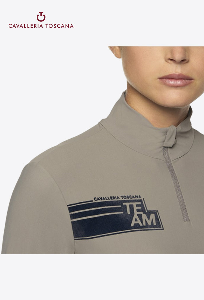 Cavalleria Toscana - Damen Reitshirt CT Team Daytona Langarm Zip Mock Turtleneck