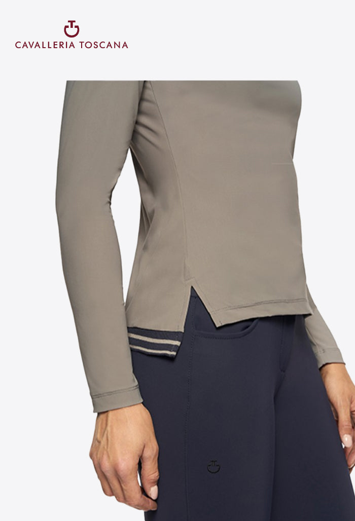 Cavalleria Toscana - Damen Reitshirt CT Team Daytona Langarm Zip Mock Turtleneck