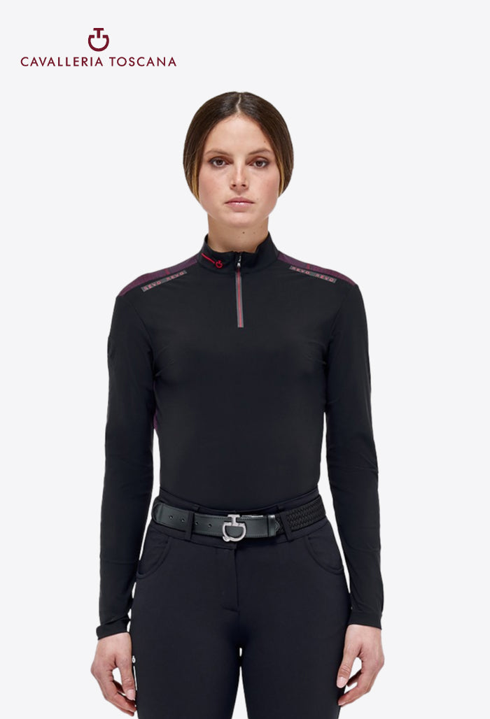 Cavalleria Toscana - Tech Wool Reitshirt mit halbem Reißverschluss für Damen