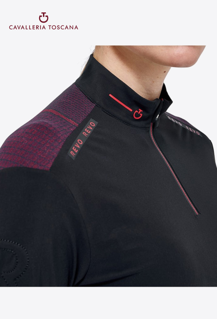 Cavalleria Toscana - Tech Wool Reitshirt mit halbem Reißverschluss für Damen