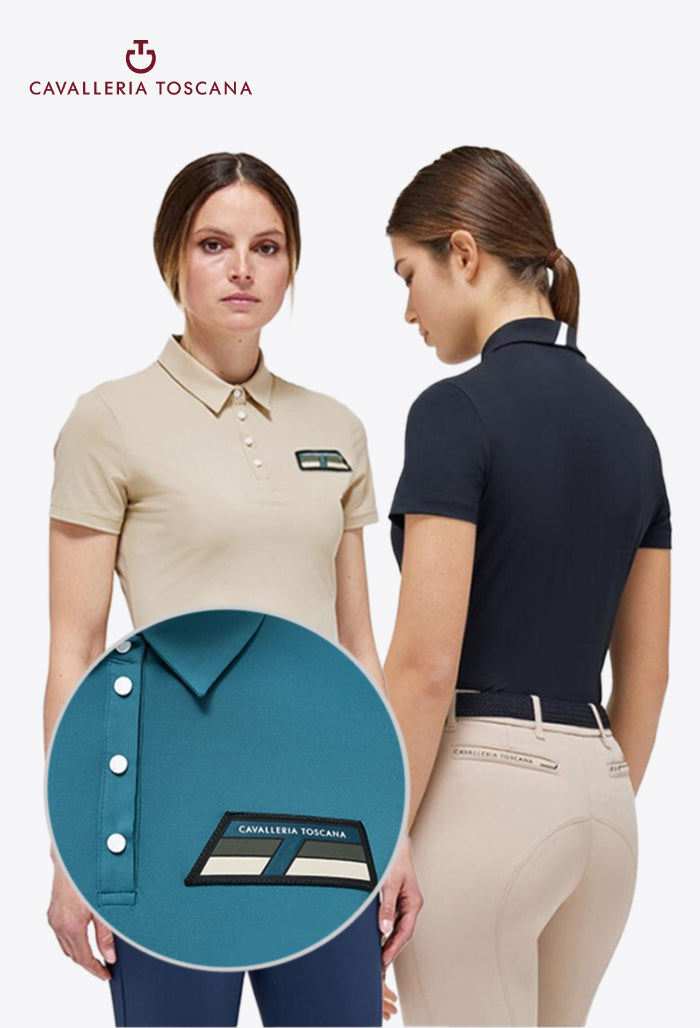 Cavalleria Toscana - Women's Polo Shirt - Two-tone Piqué Knit Shirt