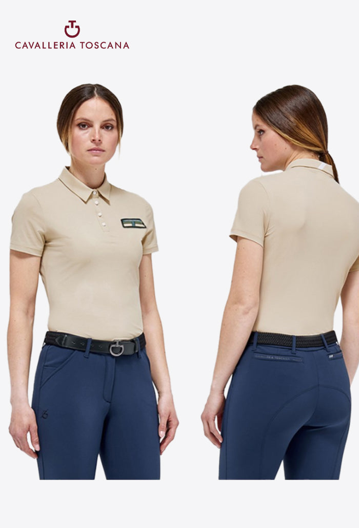 Cavalleria Toscana - Women's Polo Shirt - Two-tone Piqué Knit Shirt