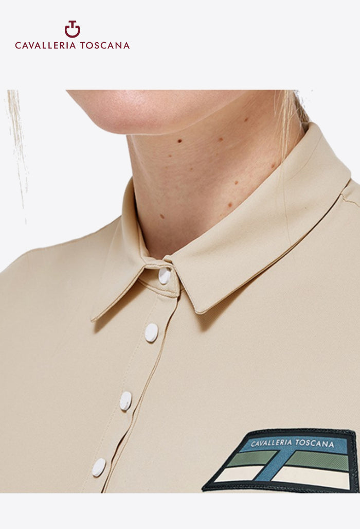 Cavalleria Toscana - Women's Polo Shirt - Two-tone Piqué Knit Shirt