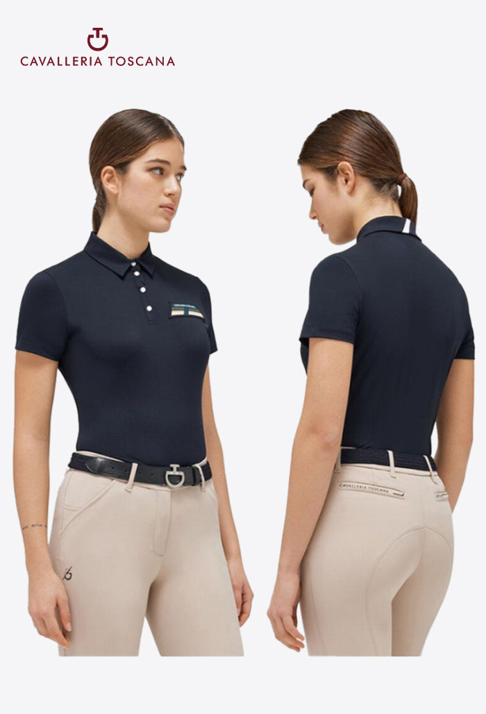 Cavalleria Toscana - Women's Polo Shirt - Two-tone Piqué Knit Shirt