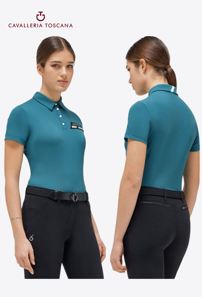 Cavalleria Toscana - Women's Polo Shirt - Two-tone Piqué Knit Shirt