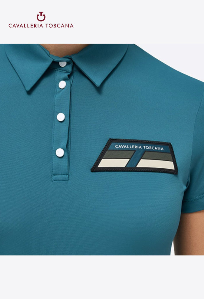 Cavalleria Toscana - Women's Polo Shirt - Two-tone Piqué Knit Shirt