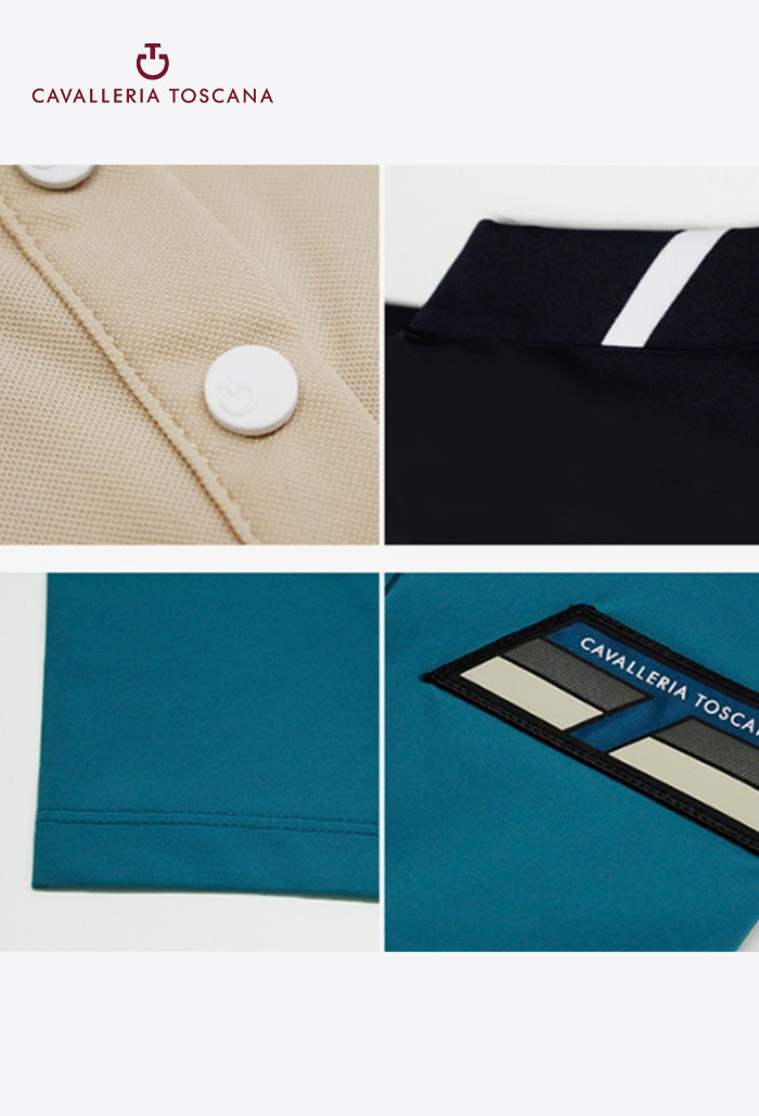 Cavalleria Toscana - Women's Polo Shirt - Two-tone Piqué Knit Shirt