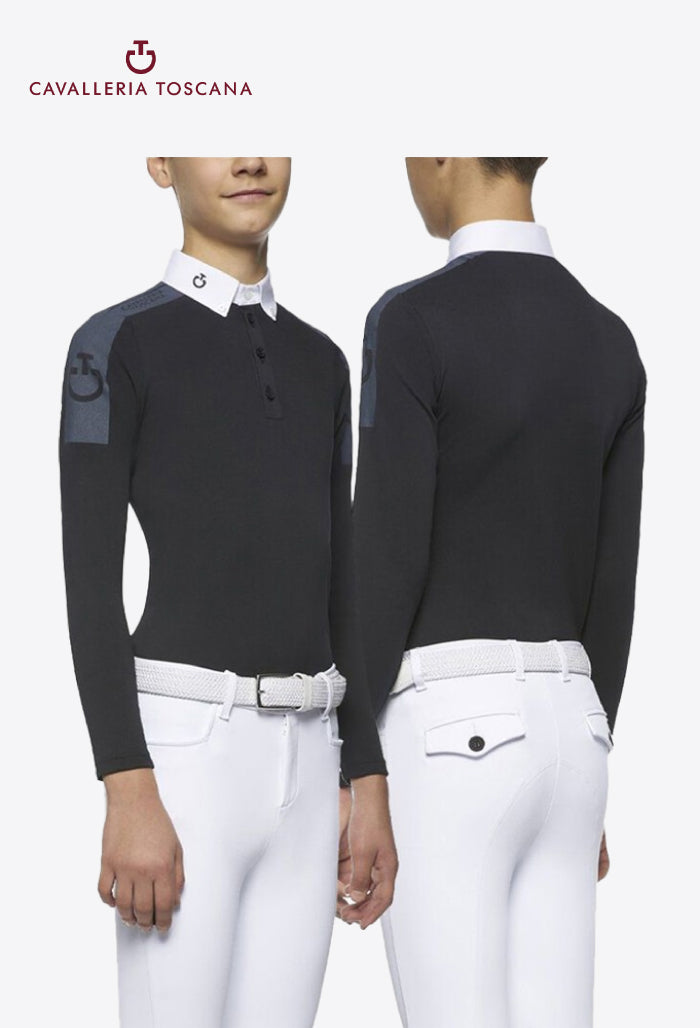 Cavalleria Toscana - Kinder Turniershirt TECH PIQUÉ Bedruckt L/S