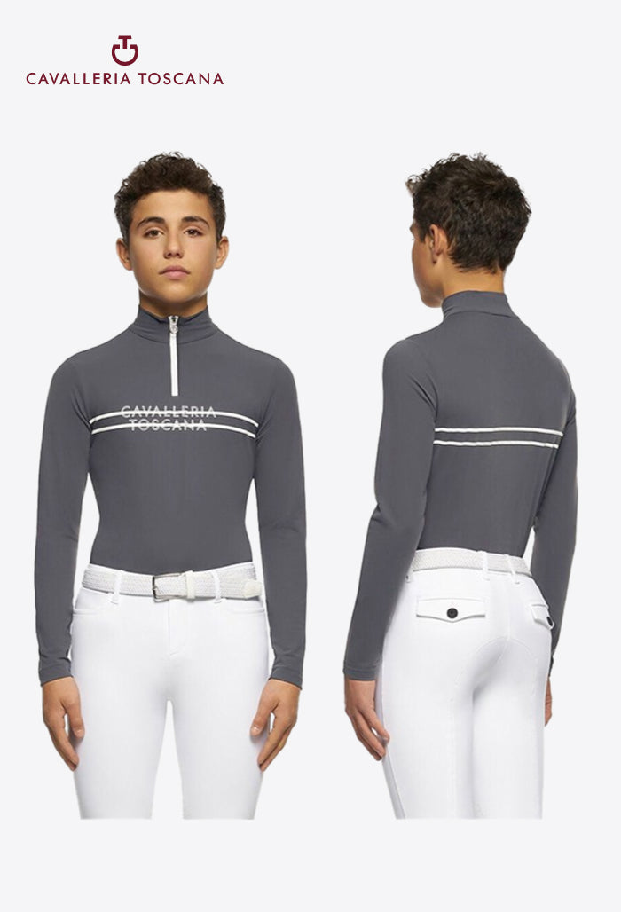 Cavalleria Toscana - Kinder Reitshirt Bedruckter Streifen CT Logo L/S