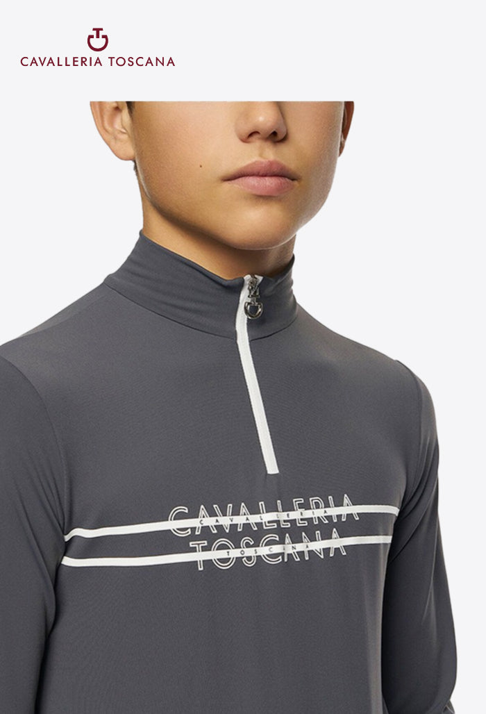 Cavalleria Toscana - Kinder Reitshirt Bedruckter Streifen CT Logo L/S