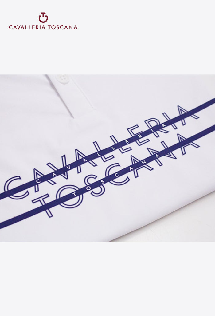 Cavalleria Toscana - Kinder-Turniershirt bedruckter Streifen CT Logo Langarm-Jersey Reißverschluss