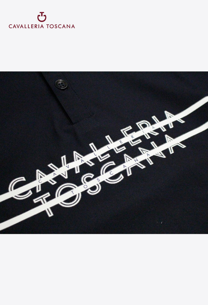 Cavalleria Toscana - Kinder-Turniershirt bedruckter Streifen CT Logo Langarm-Jersey Reißverschluss