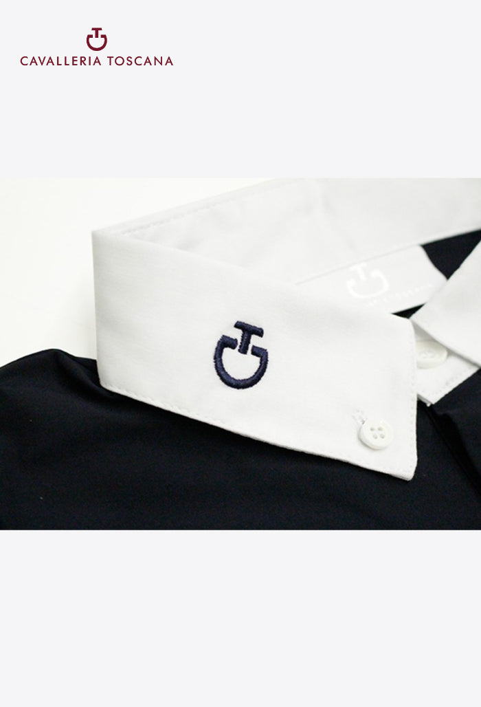 Cavalleria Toscana - Kinder-Turniershirt bedruckter Streifen CT Logo Langarm-Jersey Reißverschluss