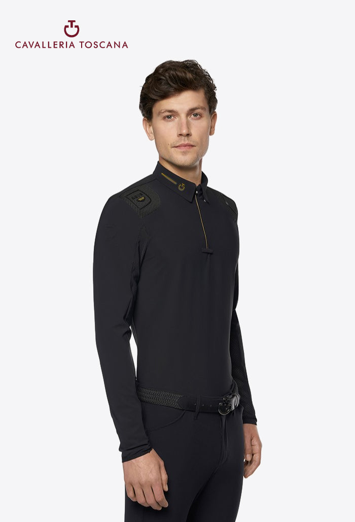 Cavalleria Toscana - Herren Turniershirt R-EVO Epaulet Langarm Reißverschluss