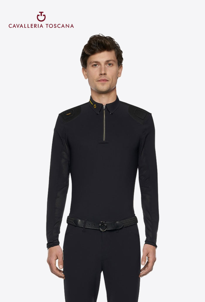 Cavalleria Toscana - Herren Turniershirt R-EVO Epaulet Langarm Reißverschluss