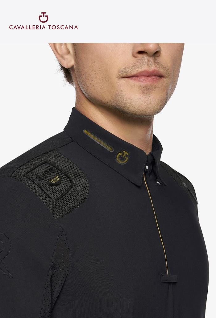 Cavalleria Toscana - Herren Turniershirt R-EVO Epaulet Langarm Reißverschluss
