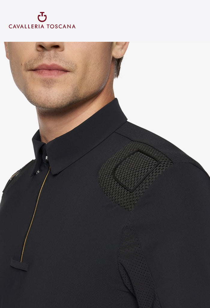 Cavalleria Toscana - Herren Turniershirt R-EVO Epaulet Langarm Reißverschluss