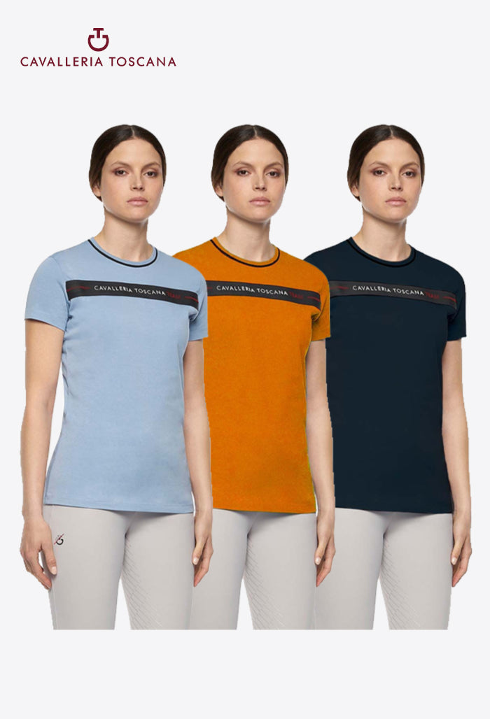 Cavalleria Toscana - Damen T-Shirt CT TEAM Elastisches Band Baumwolle