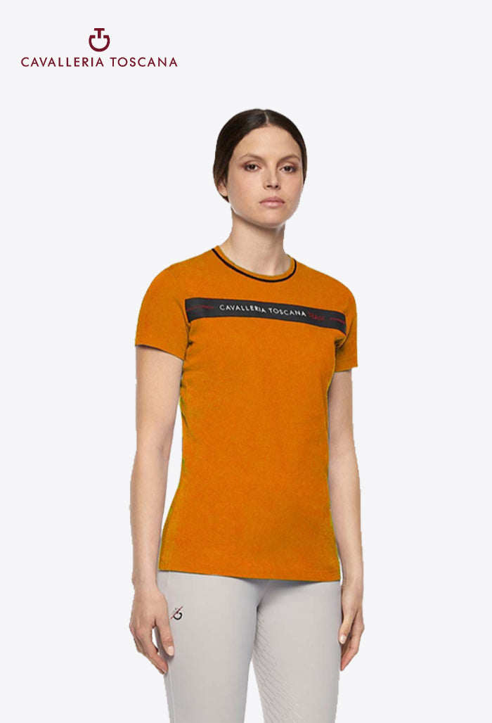 Cavalleria Toscana - Damen T-Shirt CT TEAM Elastisches Band Baumwolle