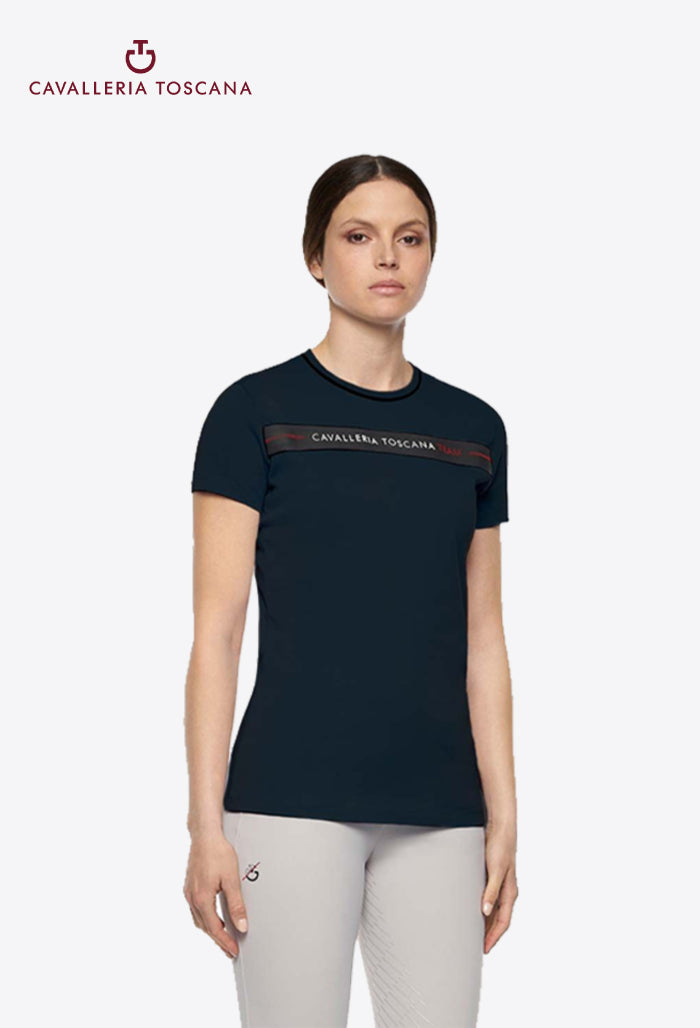 Cavalleria Toscana - Damen T-Shirt CT TEAM Elastisches Band Baumwolle