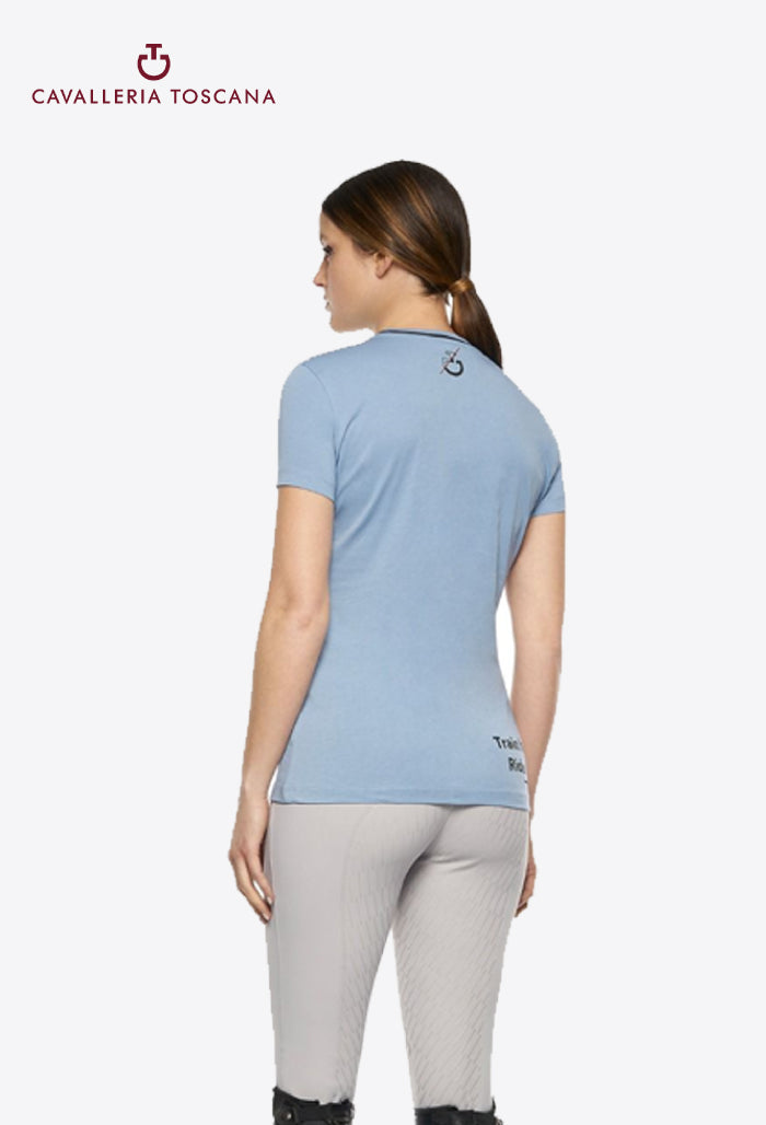 Cavalleria Toscana - Damen T-Shirt CT TEAM Elastisches Band Baumwolle