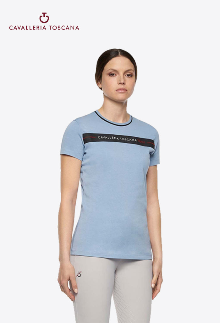 Cavalleria Toscana - Damen T-Shirt CT TEAM Elastisches Band Baumwolle