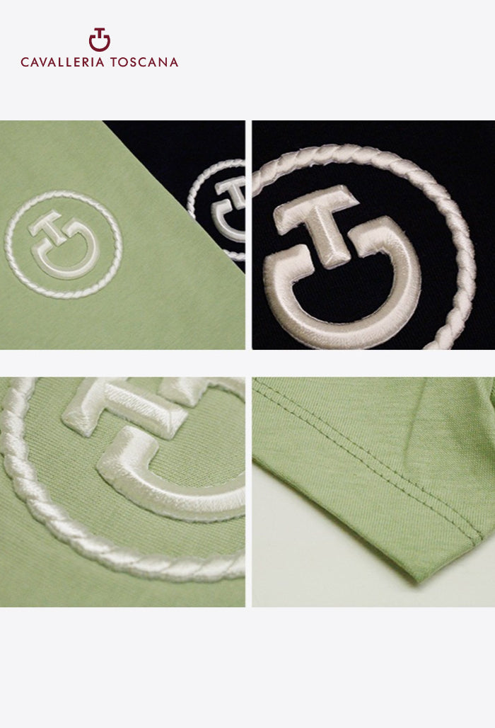 Cavalleria Toscana – Damen-T-Shirt aus Baumwolle mit Puffärmeln und CT-Emblem