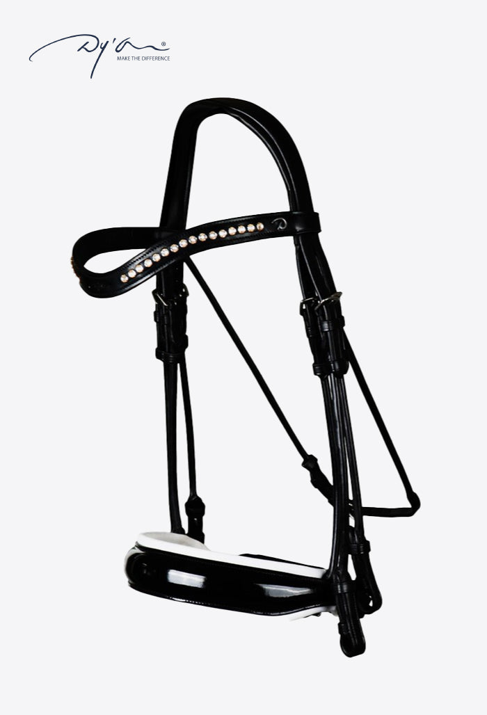 Dy'on - Patent Large Crank Noseband with White Padding Double Bridle