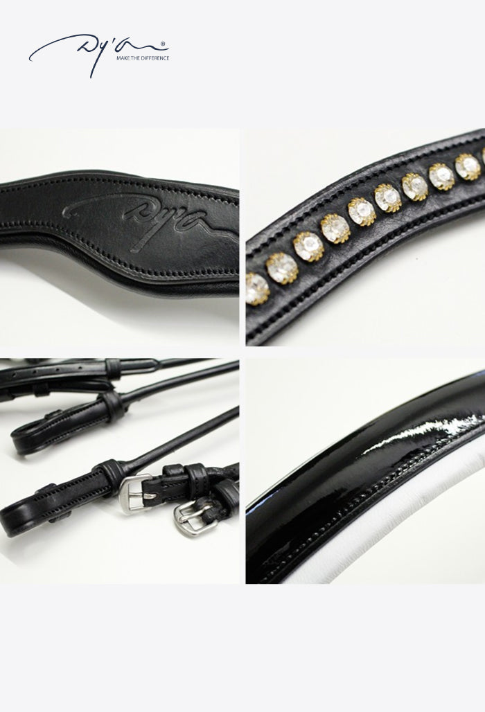 Dy'on - Patent Large Crank Noseband with White Padding Double Bridle