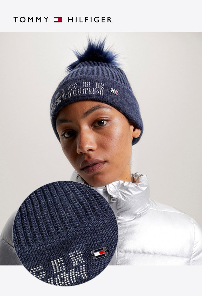 Tommy Hilfiger – Gerippte Pompon-Mütze