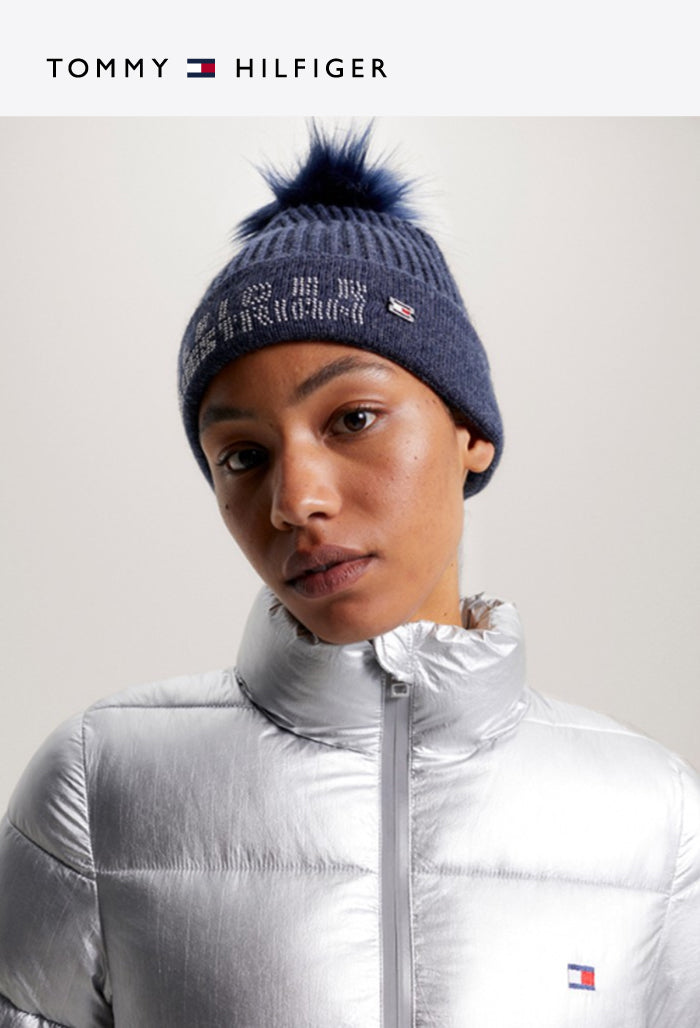 Tommy Hilfiger – Gerippte Pompon-Mütze