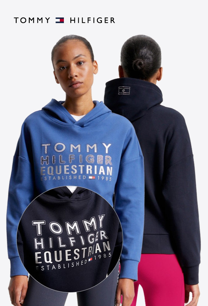 Tommy Hilfiger - Damen Reit-Shirt - PARIS Oversized Studded Logo Hoodie