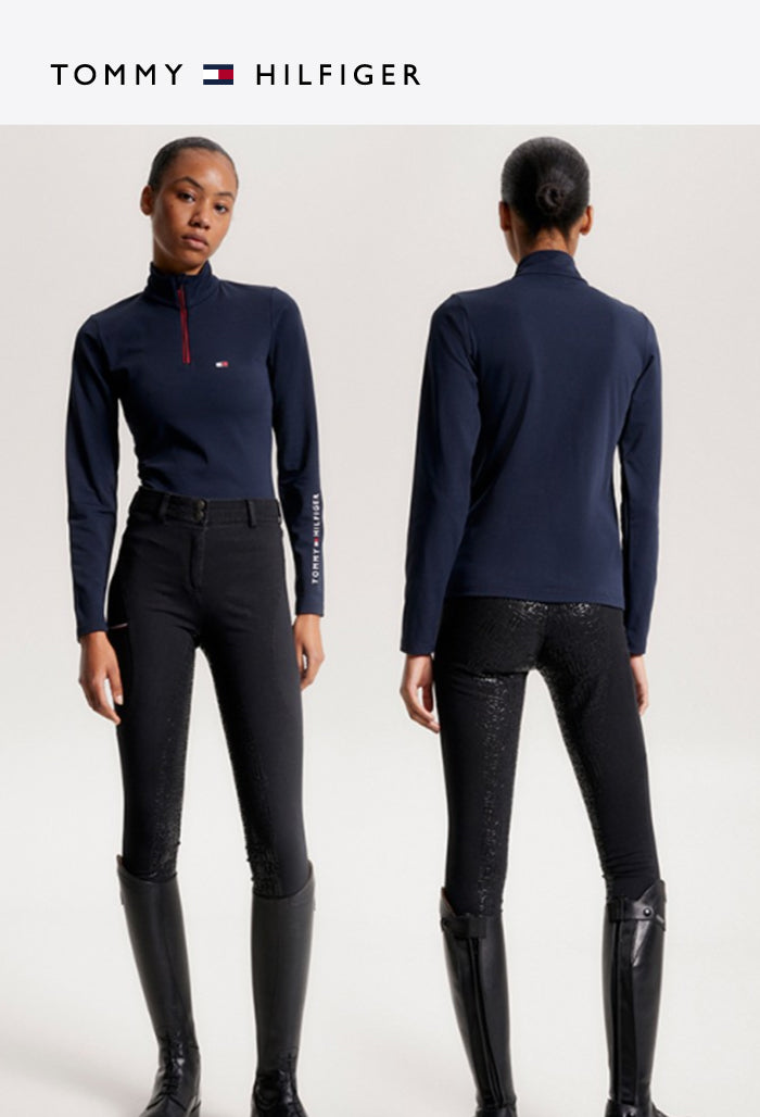 Tommy Hilfiger – Damen Reitshirt – Thermo-Shirt mit 1/4-Reißverschluss