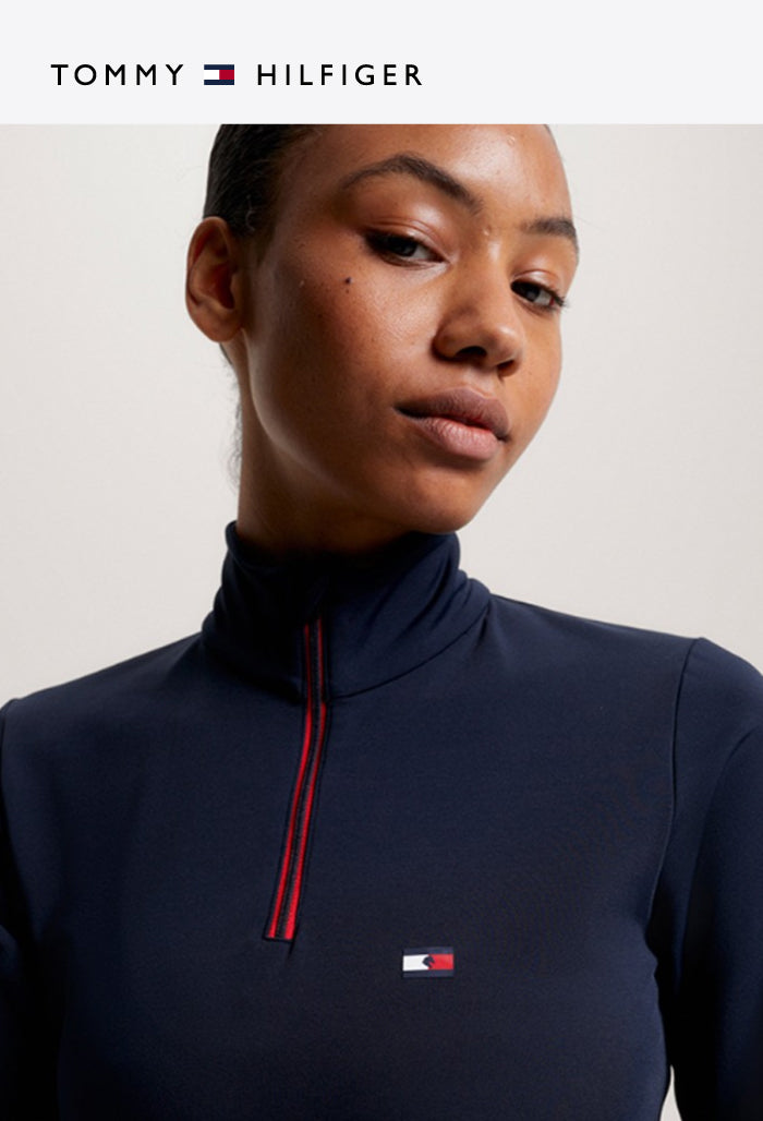 Tommy Hilfiger – Damen Reitshirt – Thermo-Shirt mit 1/4-Reißverschluss